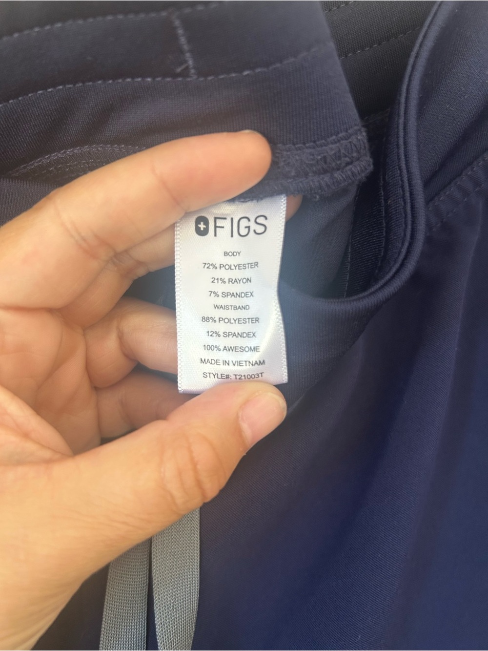 FIGS Technical Collection Navy Blue Scrub Pants - Size XL/T - Picture 3 of 7